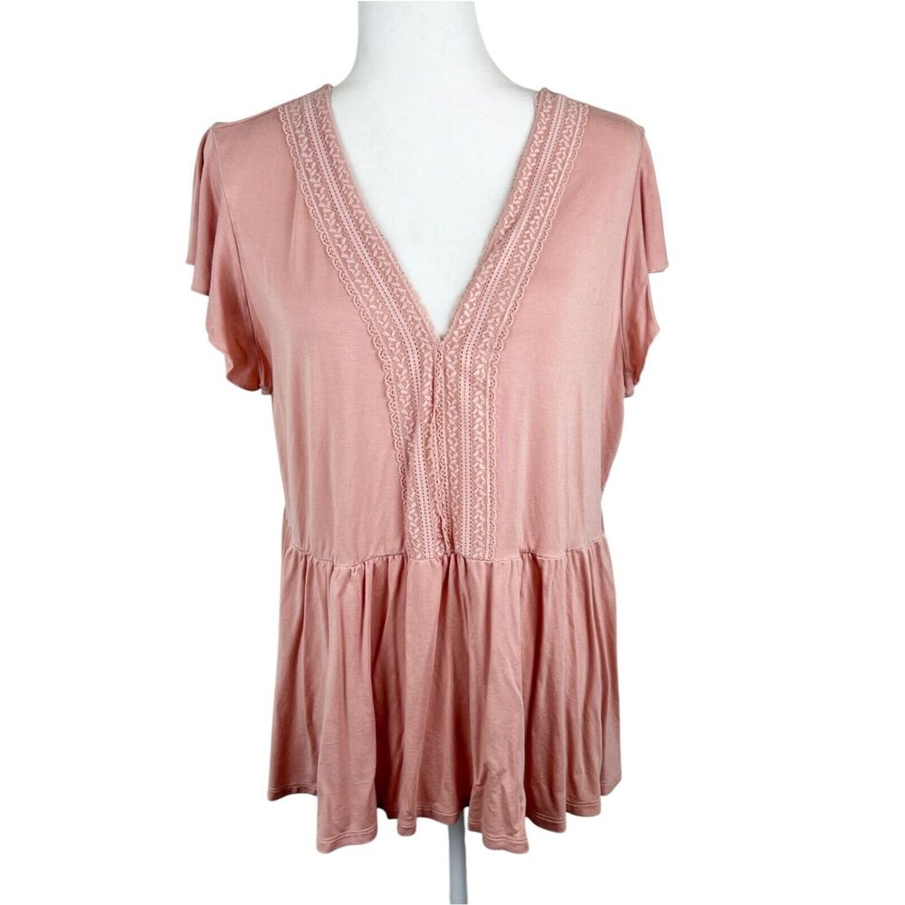 Torrid Super Soft Knits Blouse Women 2X Pink Long Sleeve V-Neck Stretch Boho